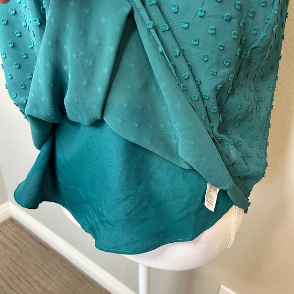 J.Crew green short sleeve blouse with inner removable tank ruffle collar size S - Picture 6 of 14